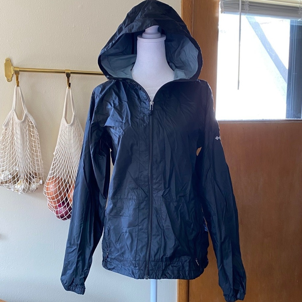 Columbia Lightweight Black‎ Windbreaker Jacket Medium Hiking Outdoors Gorpcore